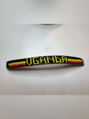 Beaded 'UGANDA' wrap bracelet with Yellow, Red & Black Beads